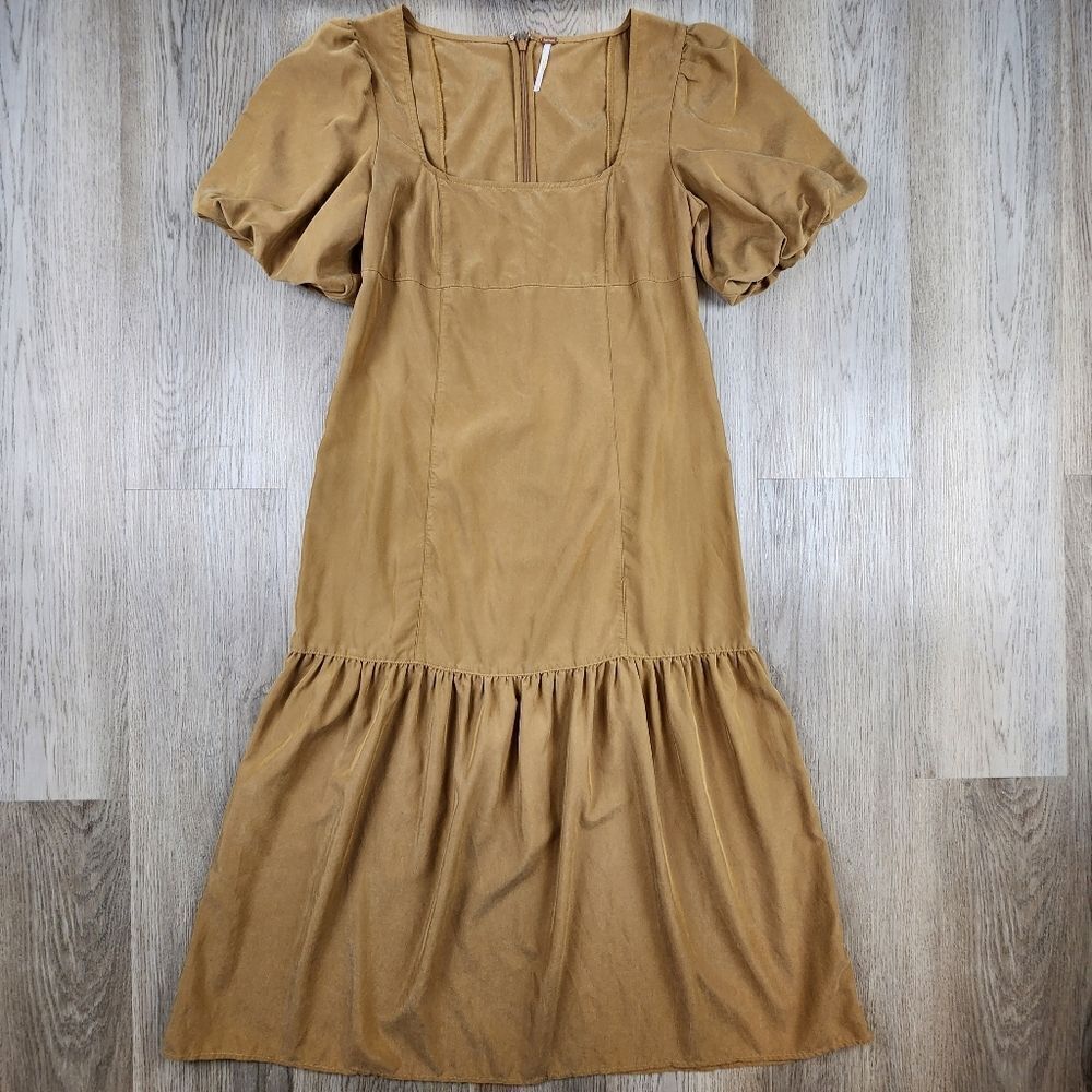 Free People Jordan Puff Sleeve Midi Dress size XS - Picture 3 of 8